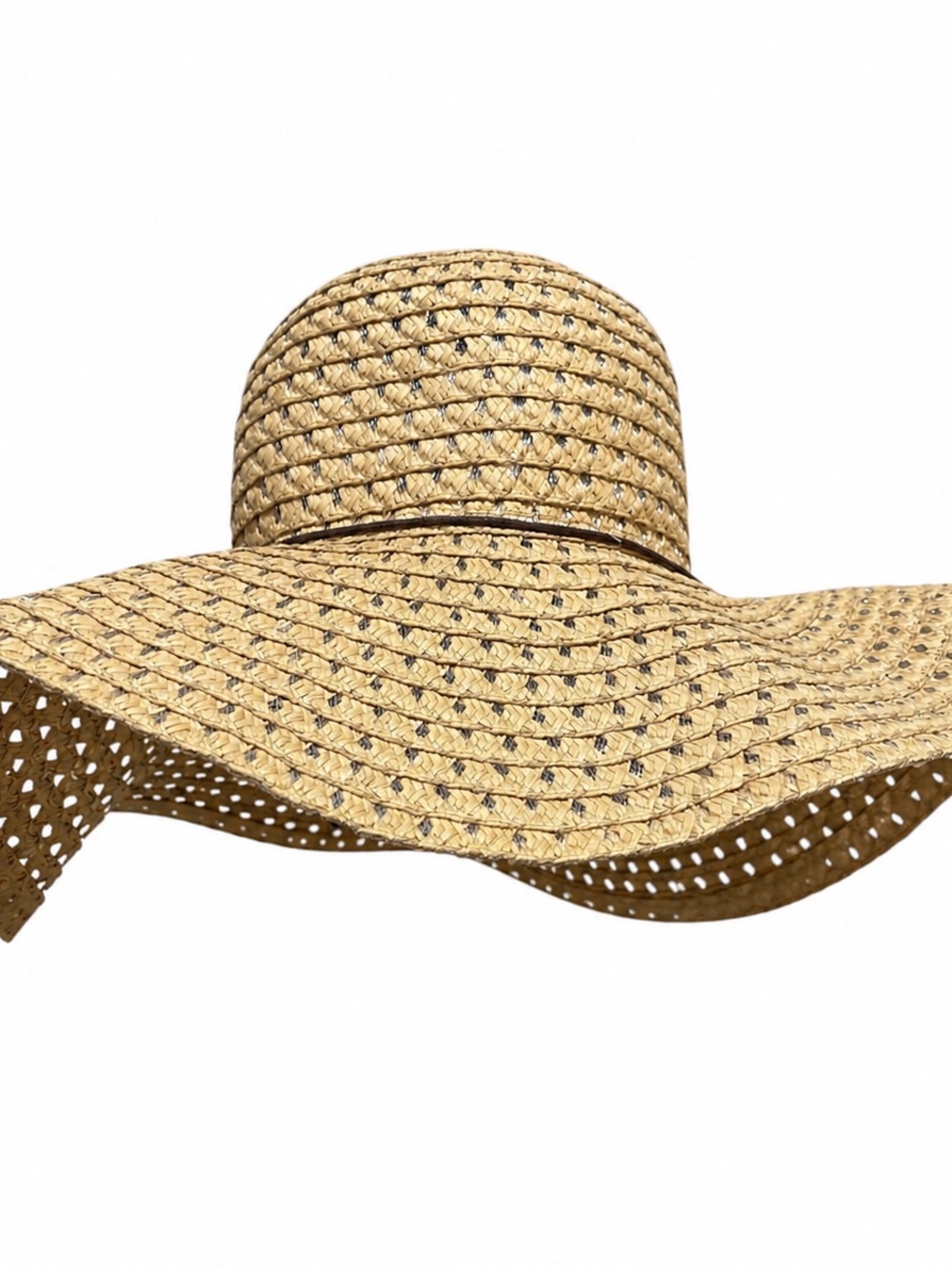 Floppy 5” Wide Brim Straw Sun Hat Coastal Grandma Beach Vacation Boho - Picture 3 of 8